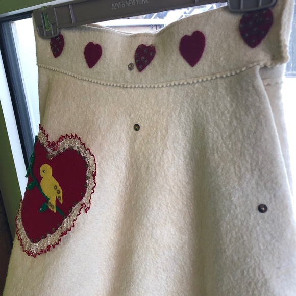 Real vintage VALENTINE CIRCLE SKIRT from the 50's, wool felt. Size S. Rockabilly - Picture 5 of 14